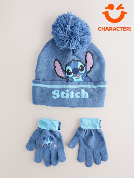 Character Blue Disney Lilo And Stitch Winter Hat And Gloves Set (AN2819) | £16