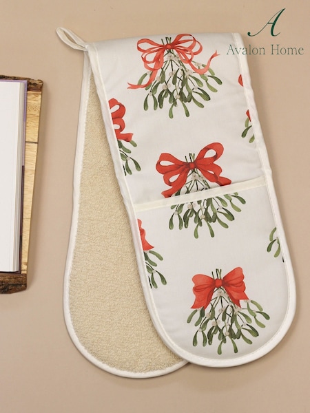 Avalon Home Cream Cream Bows Oven Gloves (AN2836) | £36