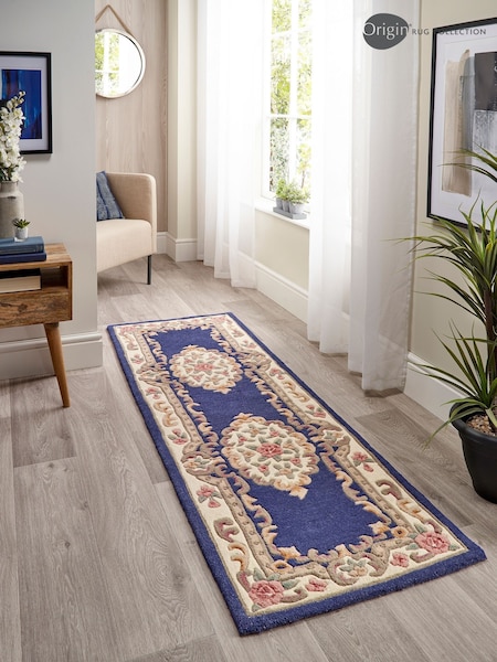 Origin Rug Collection. Blue Shensi Wool Runner (AN2858) | £105
