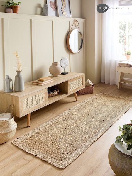 Origin Rug Collection. Cream Jute Border Runner (AN2860) | £85