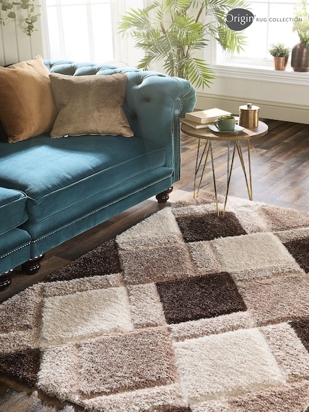Origin Rug Collection. Beige 3D GEO Shaggy Runner (AN2862) | £45