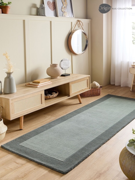 Origin Rug Collection Green Borders Wool Runner (AN2872) | £90