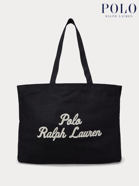 Polo Ralph Lauren Black Embroidered Logo Canvas Tote Bag (AN2885) | £89