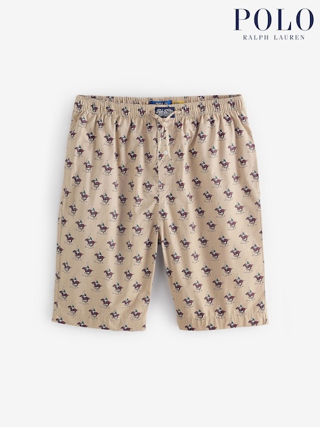 Polo Ralph Lauren Khaki Green Bear Print Cotton Shorts (AN2894) | £55