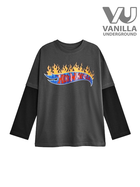 Vanilla Underground Grey Boys 100% Cotton Hot Wheels Skater T-Shirt (AN2952) | £14