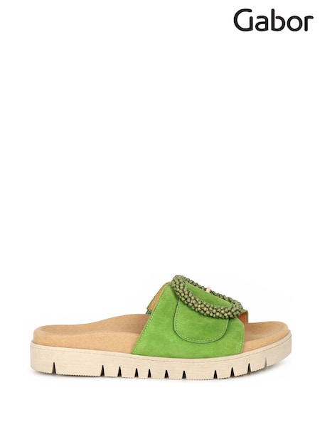 Gabor Everly Granny Green Suede Mule Style Sandals (AN2993) | £95
