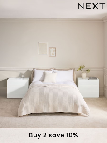 White Sloane Glass Collection Luxe 3 Drawer Wide Bedside Table (AN3007) | £0