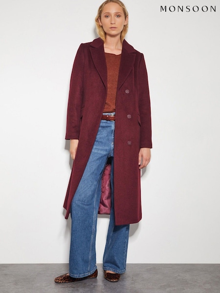 Monsoon Red Arabella A-Line Coat (AN3046) | £200