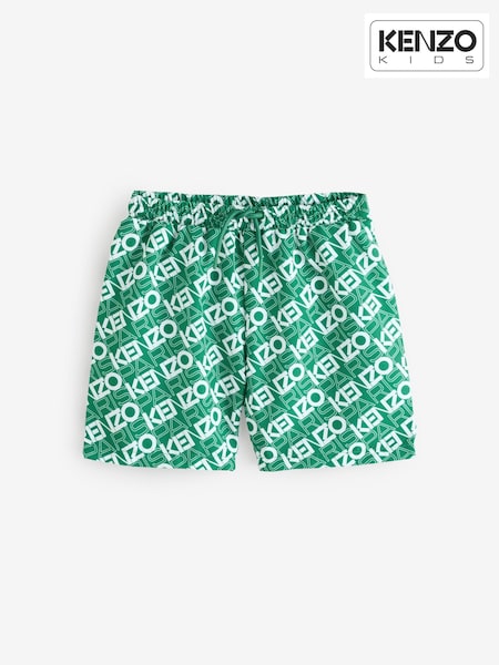 KENZO KIDS Green All Over Logo Swimming Shorts (AN3159) | £65 - £75