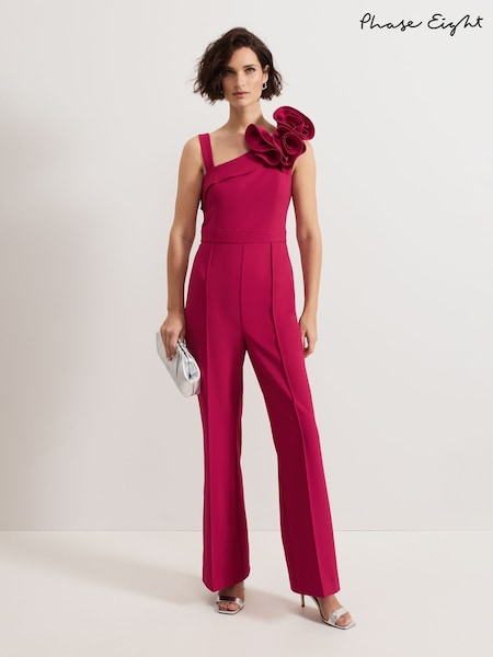 Phase Eight Pink Roxana Ruffle One shoulder Jumpsuit (AN3252) | £189