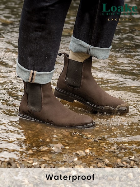 Loake Oiled Nubuck waterproof Brown Chelsea Boots (AN3268) | £235