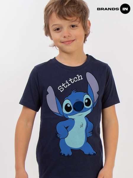Brands In Blue Boys Disney Lilo and Stitch Pose Stripes 100% Cotton Pyjamas (AN3299) | £22