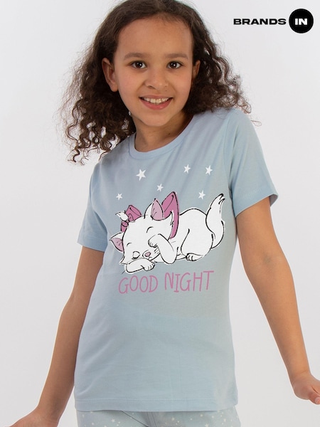 Brands In Blue Girls Disney Aristocats Marie Good Night Stars 100% Cotton Pyjamas (AN3300) | £22