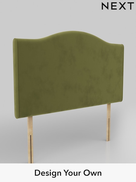 Plush Velvet Easy Clean/Mid Olive Green Arch Headboard (AN3375) | £460