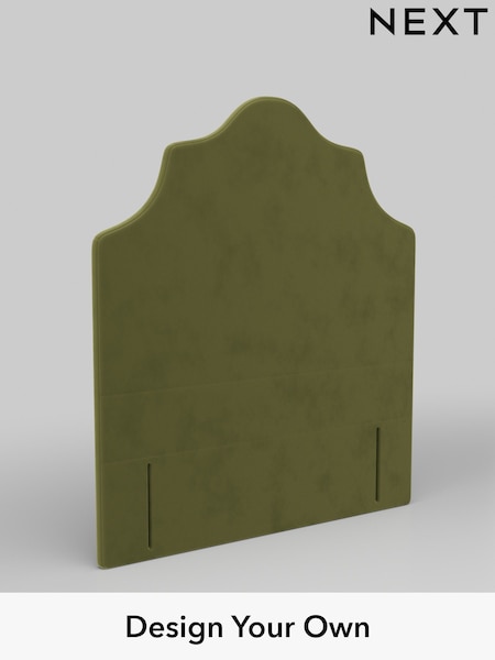 Plush Velvet Easy Clean/Mid Olive Green Grand Country Headboard (AN3376) | £510