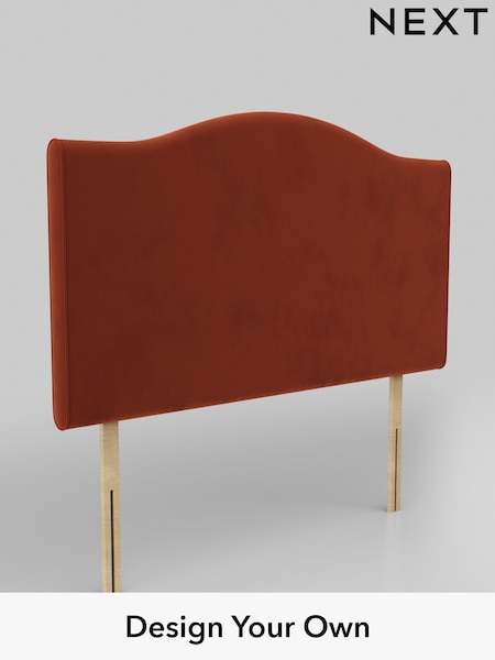 Plush Velvet Easy Clean/Ginger Orange Arch Headboard (AN3380) | £435