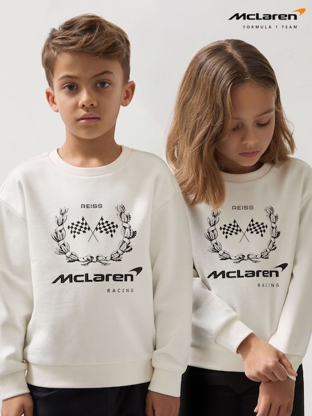 Reiss White Mya 3-9 yrs McLaren F1 Team Laurel Print Sweatshirt (AN3471) | £38
