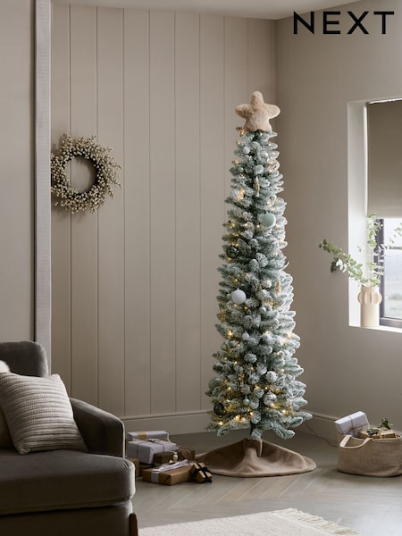 White 7ft Slim Alpine Snowy Pre Lit Christmas Tree (AN3485) | £120