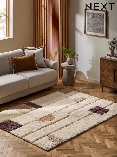 Light Natural Berber Abstract Shapes Rug (AN3551) | £130 - £385