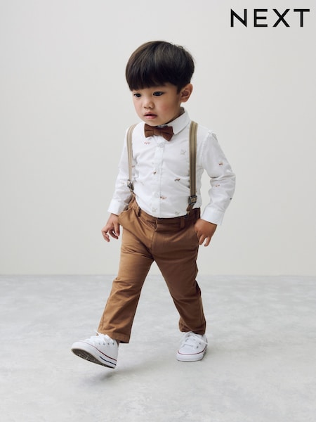 Transport All-Over Printed Shirt, Trousers, Braces & Bow Tie Set (3mths-9yrs) (AN3607) | £37 - £41