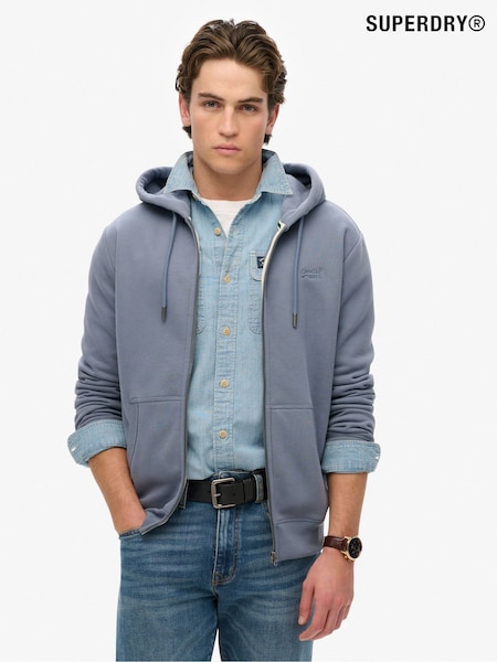 Superdry Blue Essential Logo Slim Fit Zip Hoodie (AN3870) | £55