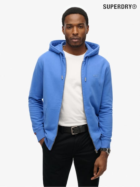 Superdry Light Blue Essential Logo Slim Fit Zip Hoodie (AN3874) | £55