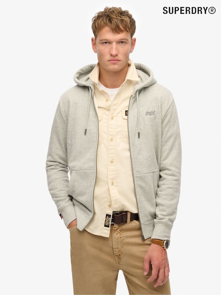Superdry Grey Essential Logo Slim Fit Zip Hoodie (AN3883) | £55