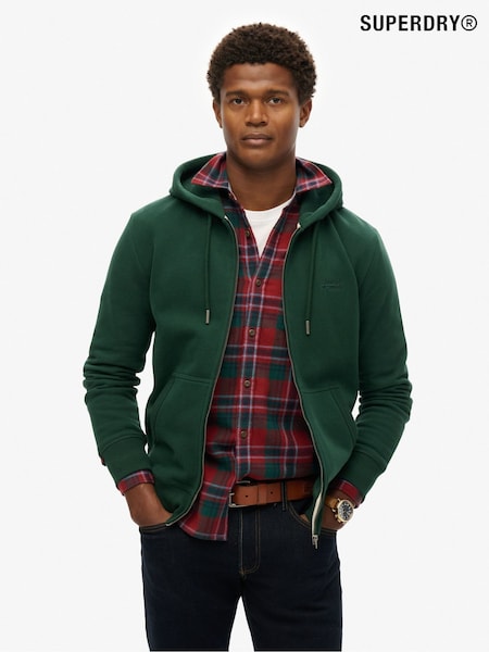 Superdry Green Essential Logo Slim Fit Zip Hoodie (AN3884) | £55