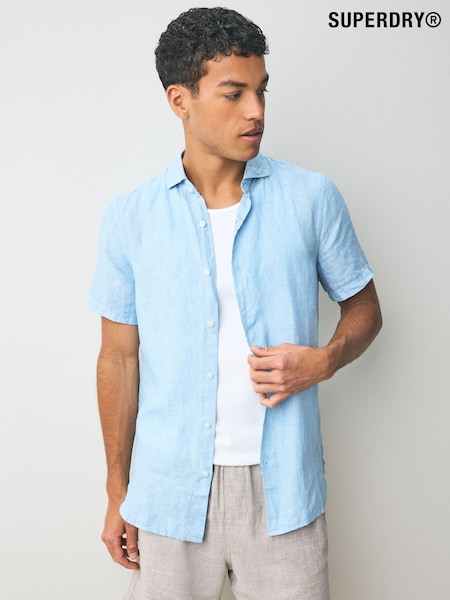 Superdry Blue Vacation 100% Linen Shirt (AN3887) | £55