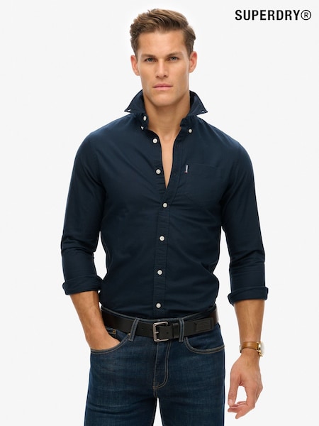 Superdry Dark Blue 100% Cotton Essentials Oxford Shirt (AN3892) | £45
