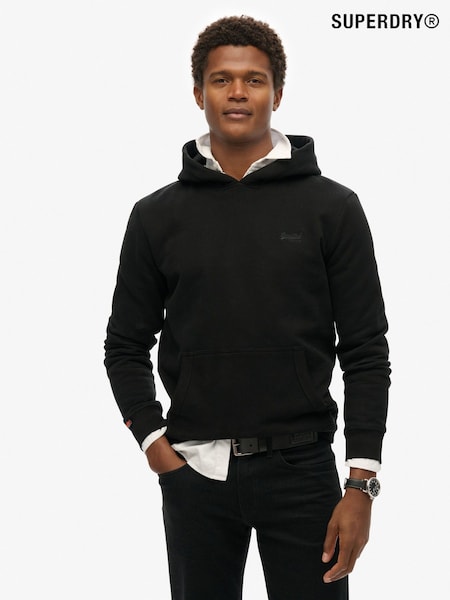 Superdry Black Essential Loose Fit Logo Hoodie (AN3895) | £50