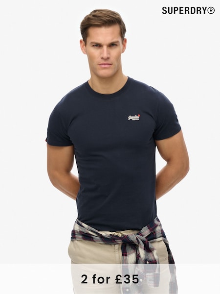 Superdry Blue Essential Contrast Embroidered 100% Cotton T-Shirt (AN3896) | £20