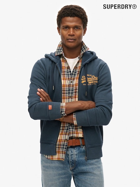 Superdry Blue VL Embroidered Relaxed Zip Hoodie (AN3901) | £60