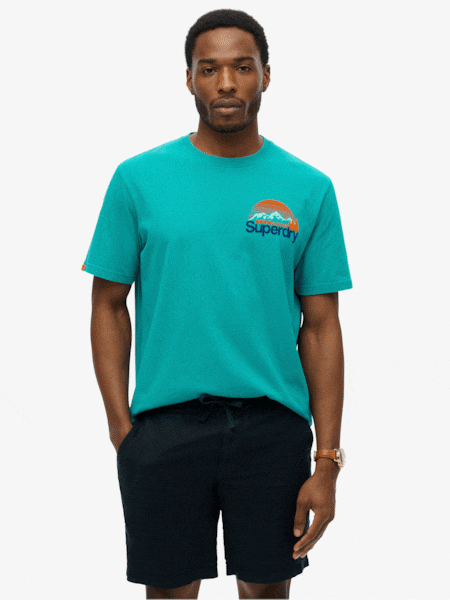 Superdry Blue Core Logo Great Outdoor Back Print T-Shirt (AN3911) | £27