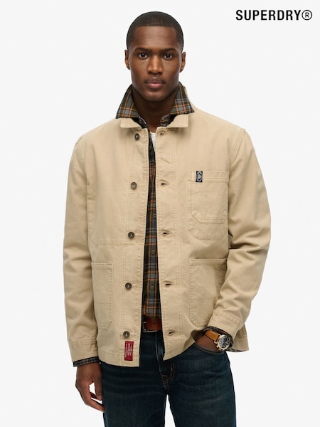 Superdry Brown 100% Cotton Merchant Canvas Worker Jacket (AN3919) | £85