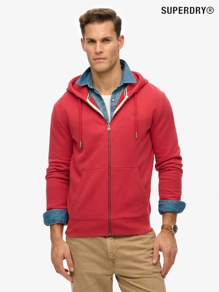 Superdry Red Essential Logo Slim Fit Zip Hoodie (AN3925) | £55