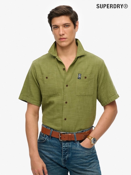 Superdry Green Merchant Short Sleeve Textured Shirt (AN3931) | £55