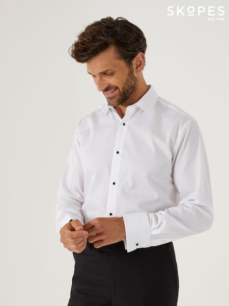 Skopes White Tailored Fit Luxury Formal 100% Cotton Dress Shirt (AN3942) | £45