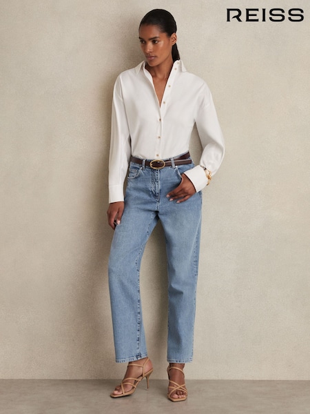 Reiss Light Blue Selin Mid Rise Straight Leg Jeans (AN3992) | £120