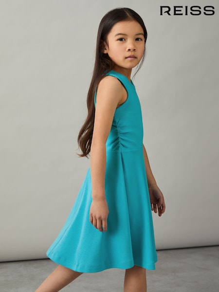 Reiss Teal Eliza Jersey Ruched Skater Dress (AN3998) | £25
