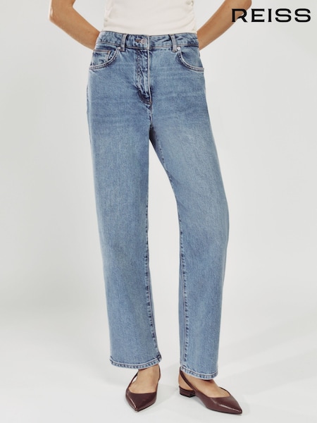 Reiss Light Blue Selin Petite Mid Rise Straight Leg Jeans (AN4004) | £120