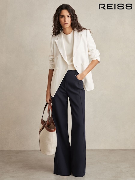 Reiss Navy Heather Petite Palazzo Tailored Trousers (AN4005) | £140