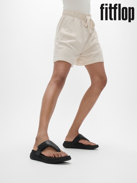 FitFlop F-mode Go Adjustable Flatform Toe-Post Black Sandals (AN4047) | £65