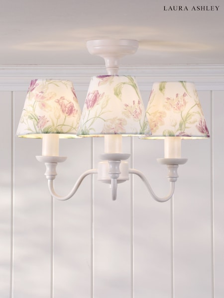 Laura Ashley White Gosford 3 Light Semi Flush (AN4274) | £120