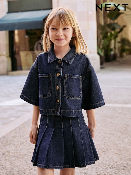 Dark Wash Denim Shirt and Pleated Skirt Set (3-16yrs) (AN4275) | £32 - £38