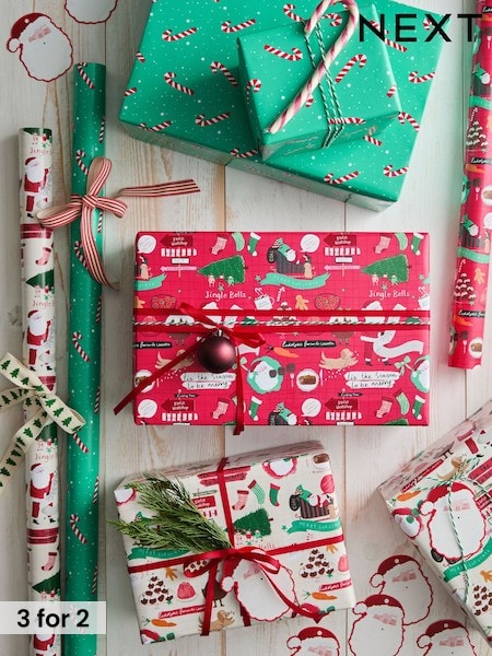 Santas Recipe Set of 3, 3m Christmas Wrapping Papers (AN4340) | £8