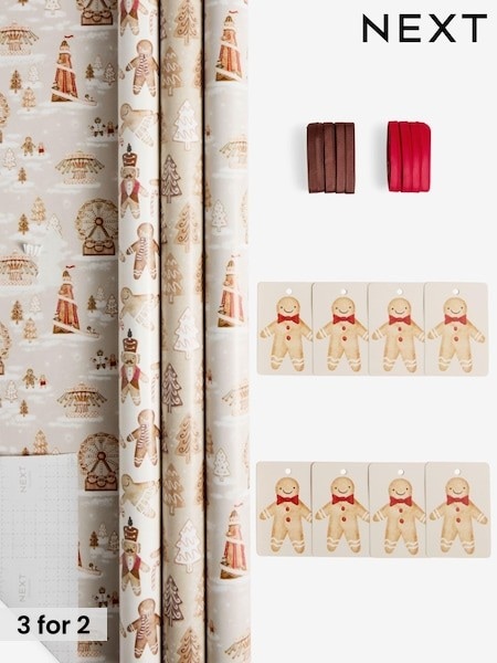 Gingerbread Set of 3, 3m Christmas Wrapping Papers (AN4342) | £8