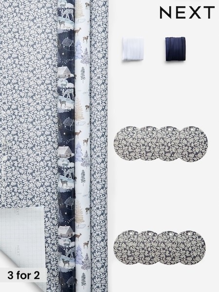 Blue Seeking Simplicity Set of 3, 3m Christmas Wrapping Papers (AN4343) | £8