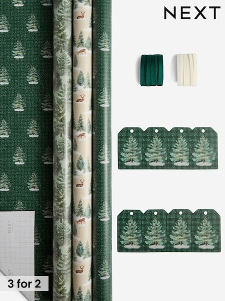Alpine Forest Set of 3, 3m Christmas Wrapping Papers (AN4345) | £8