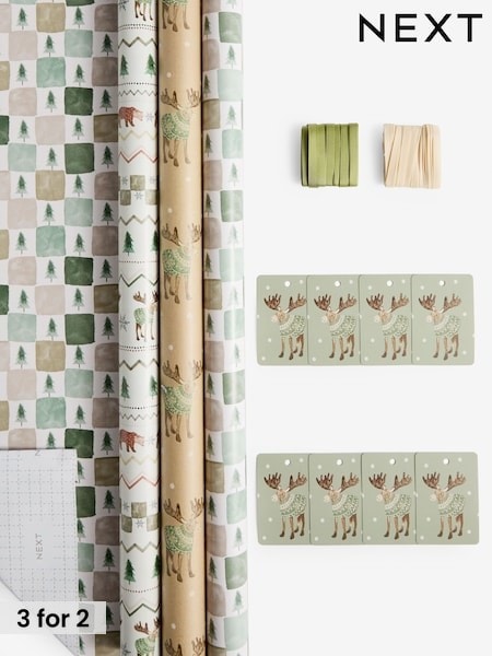 Forest Footprints Set of 3, 3m Christmas Wrapping Papers (AN4346) | £8